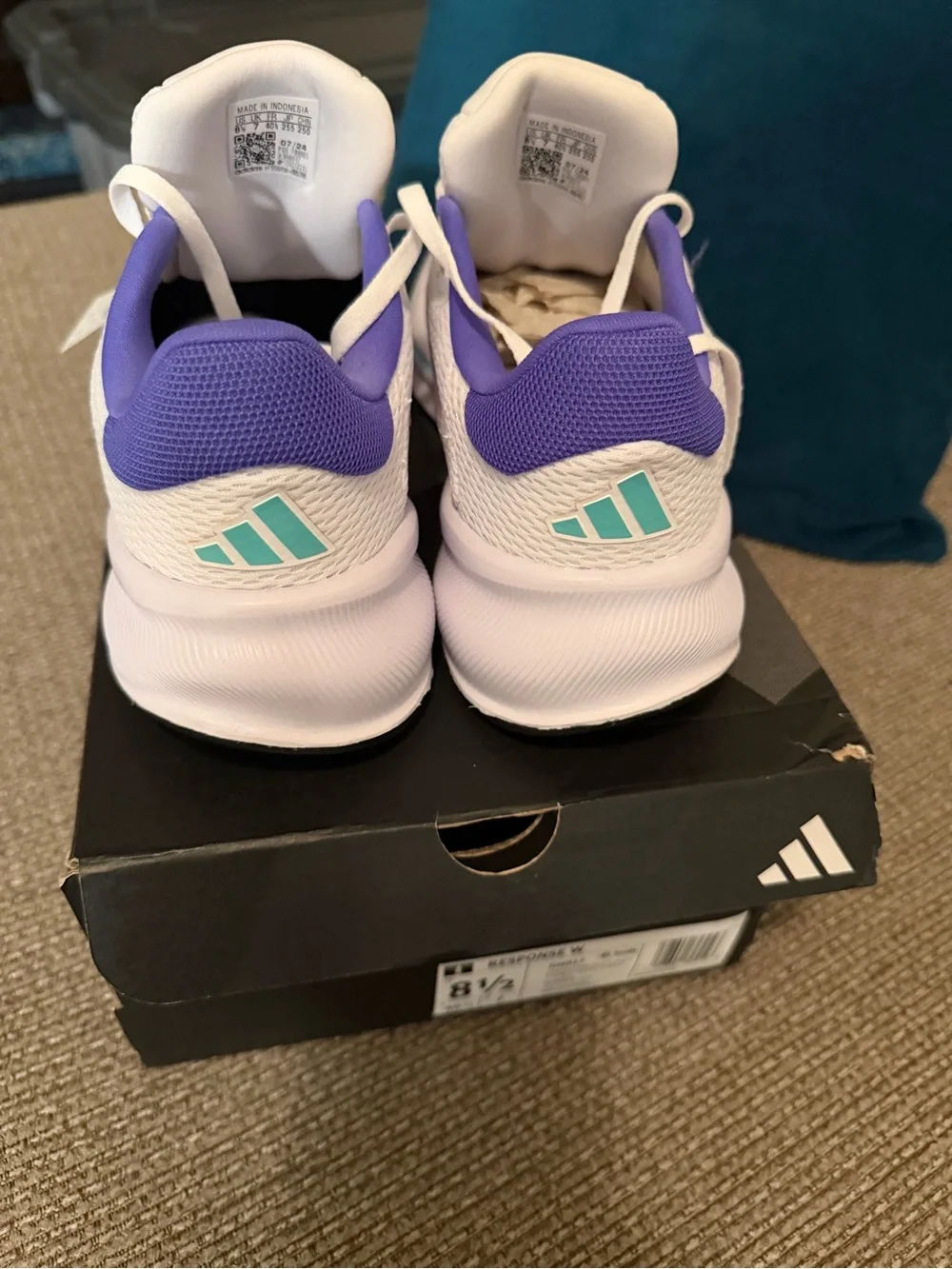 NEW! adidas Women’s White Athletic Shoes with Purple Lining and Pastel Accents